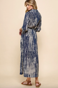 Tie Dye Maxi Dress - Navy/Taupe