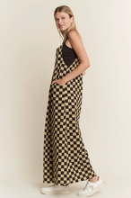 Load image into Gallery viewer, Checkered WIde Leg Overalls - Black/Mocha - Regular &amp; Plus Sizes