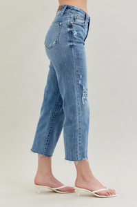 Judy Blue High Waist Wide Leg Jeans with Destroy Crop