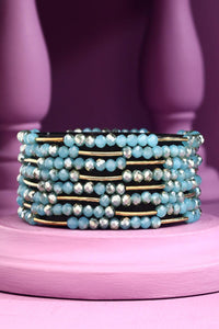 8 Layer Stackable Glass Bead and Metal Bracelet - Available in 7 Colors