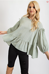 Sage Ruffle Bottom Top