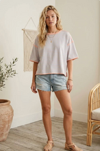 Load image into Gallery viewer, Striped Relaxed Fit Knit Tee - Dusty Blue &amp; Apricot