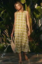 Load image into Gallery viewer, Green Apple - Geometric Printed Sleeveless Midi Dress - Plus Size