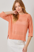 Load image into Gallery viewer, Coral - Open Stitch High Low Sweater