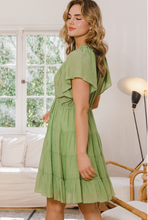 Load image into Gallery viewer, Lime - V Neck Tiered Dress