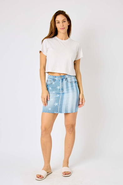 Judy Blue Americana Denim Skirt - ONLY MEDIUM LEFT!