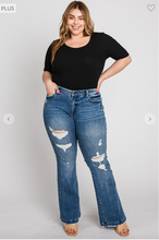 Load image into Gallery viewer, Mid Rise Stretch Flare with Trouser Hem - Plus Size