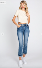 Load image into Gallery viewer, PETITE High Rise Straight Fit Jeans with Cuffed Hem