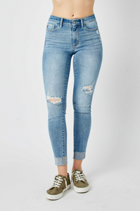 Judy Blue Mid Rise Destroyed Skinny Fit Jeans