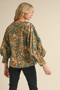 Hunter Green - Floral Print Top