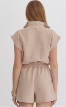 Load image into Gallery viewer, Light Taupe Solid Textured Short Sleeve Romper