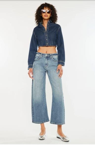 Mid Rise Loose Barrel Fit Jeans