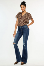 Load image into Gallery viewer, Mid Rise Button Up Distressed Flare Jeans - LONG Length