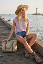 Load image into Gallery viewer, Striped Cap Sleeve Relaxed Fit Top - Pink/Blue Combo