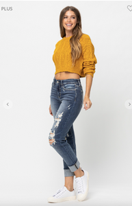 Mid Rise Boyfriend Jeans - Plus Size