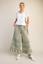 Load image into Gallery viewer, Washed Terry Tiered Ruffled Wide Leg Pants