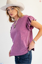 Load image into Gallery viewer, Orchid - Wing Sleeves Cotton Slub Mineral Washed Knit Top