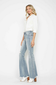 Judy Blue Mid Rise Tummy Control Destroy Flare Jeans