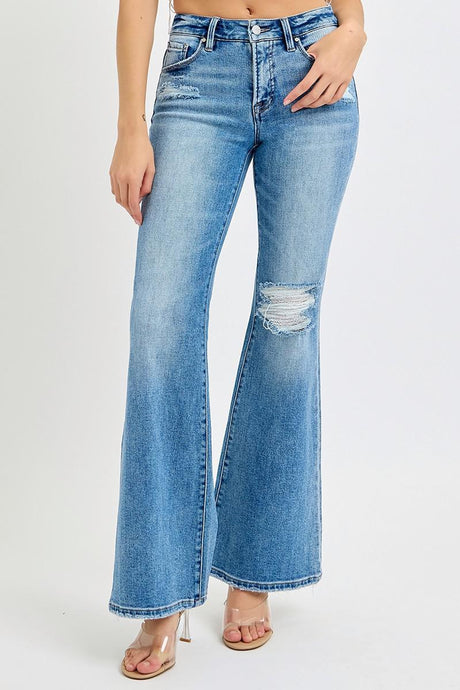 Mid Rise Tummy Control Flare Jeans - Plus Size