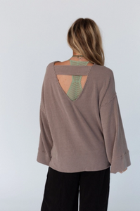 Mocha - Love It Round Neckline Textured Top