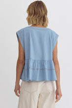 Load image into Gallery viewer, Light Denim Peplum Top