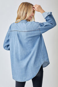 Relaxed Fit Denim Shirt - Plus Size