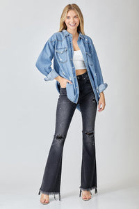 Relaxed Fit Denim Shirt - Plus Size