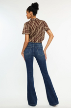 Load image into Gallery viewer, Mid Rise Button Up Distressed Flare Jeans - LONG Length