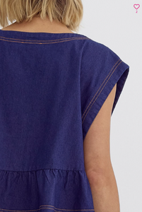 Indigo Peplum Top