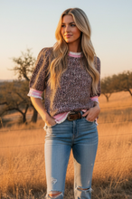 Load image into Gallery viewer, Pink Combo - Leopard Print Knit Top with Contrast Trim