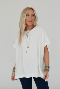 Moon Glow Texture Knit Top - Off White