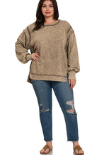 Load image into Gallery viewer, Mocha - French Terry Exposed Seam Sweatshirt - Plus Size