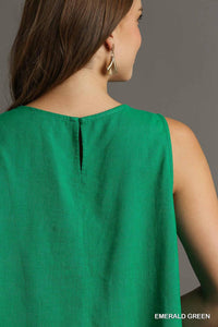 Emerald Green - Linen Blend Sleeveless Top