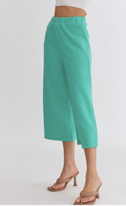 Textured Wide Leg Pants - Mint