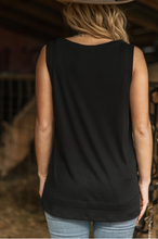 Load image into Gallery viewer, Black - Ribbed Tank Top with Raw Edge Detail