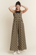 Load image into Gallery viewer, Checkered WIde Leg Overalls - Black/Mocha - Regular &amp; Plus Sizes