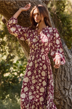 Load image into Gallery viewer, Floral Printed Maxi Dress - Burgundy Multi - Plus Size