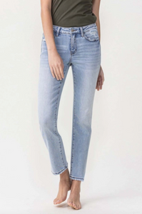 Mid Rise Slim Straight Cropped Jeans