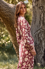 Load image into Gallery viewer, Floral Printed Maxi Dress - Burgundy Multi - Plus Size