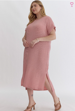 Load image into Gallery viewer, Dusty Pink Ribbed Midi Dress - Regular and Plus Size