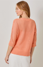 Load image into Gallery viewer, Coral - Open Stitch High Low Sweater