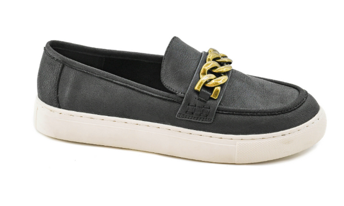 Chain Reaction - Black Oil Pu Shoes by Corky's