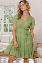 Load image into Gallery viewer, Lime - V Neck Tiered Dress