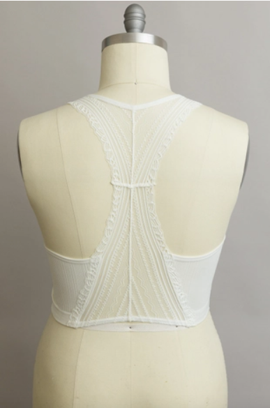 Ivory - Seamless Front Lace Racerback Bralette - Plus Size