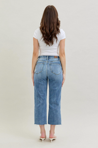 Judy Blue High Waist Wide Leg Jeans with Destroy Crop