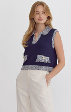 Load image into Gallery viewer, Navy Cropped Sleeveless Top