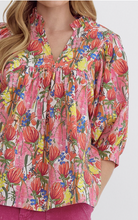 Load image into Gallery viewer, Floral V Neck Puff Sleeve Top - Plus Size