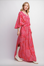 Load image into Gallery viewer, Pink Drink - Leaf Printed Laura Linen Maxi Dress