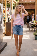 Load image into Gallery viewer, Striped Cap Sleeve Relaxed Fit Top - Pink/Blue Combo