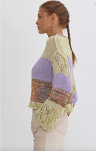 Load image into Gallery viewer, Colorblock Sweater with Crochet Detail